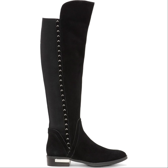 Studded Black Over The Knee Boot Size 10 - Picture 3 of 4